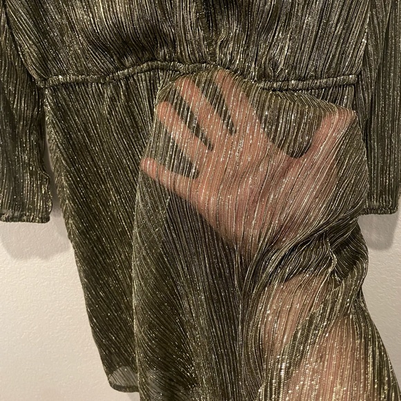 Simply Vera Vera Wang Knot-Waist Gold and Black Metallic Mini Dress Size Medium - Picture 10 of 10